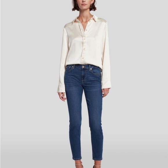 7 For All Mankind Denim - 7 For All Mankind Dark Blue b(air) high rise ankle Skinny Jeans